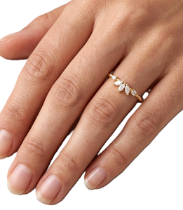 Anillo de Oro Sólido 9K 10K 14K 18K al por Mayor con Diamantes de Laboratorio Marquise y Redondos, Anillo de Promesa Delicado, Anillo de Amor, Anillo Minimalista de Cuerda Trenzada - Product Image 6