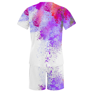 ราคาขายส่ง เสื้อยืดแขนสั้นและกางเกงขาสั้นชุดเซ็ตสำหรับผู้ชาย ดีไซน์ใหม่สำหรับฤดูร้อน สวมใส่สบาย เอวยางยืด ความยาวระดับเข่า ลายพิมพ์แบบซับลิเมชั่น - Product Image 3