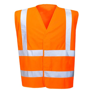 High Visibility Polyester Reflective Safety Vest Heavy Duty High-visibility Orange <b>Construction</b> Road <b>Work</b> Vest - Product Image 2