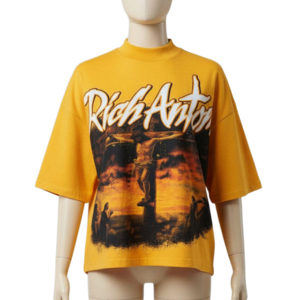 T-shirt à manches courtes surdimensionné pour homme Rich Anton avec impression photo, style streetwear, col rond, jersey en coton - Product Image 1