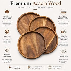 Plat de service en bois fait main, bois naturel, bol décoratif pour la cuisine, vaisselle rustique, lot de 4 - Product Image 6