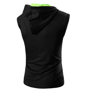 Men <b>Sleeveless</b> Summer Zipper-Up <b>Hoodie</b> for Bodybuilding Fitness Lightweight Quick Dry Breathable Fleece Polyester Cotton Custom - Product Image 2