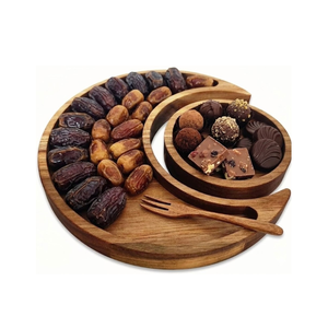 Bandeja Redonda de Madera de Acacia Rústica al por Mayor para Joyería de Cristal y Alimentos, Procedente de Vietnam - Product Image 2