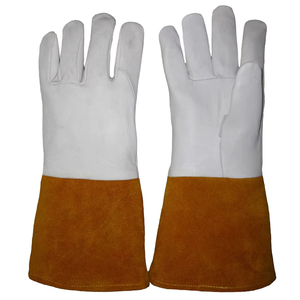 Gants de soudage MIG en cuir bleu doublés de Kevlar avec protection contre les éclaboussures de métal fondu - Product Image 1