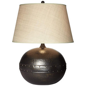 Lámpara de mesa de metal con acabado de cobre martillado y silueta de gota para decoración del hogar, sala de estar o dormitorio, iluminación decorativa, mejor precio - Product Image 3