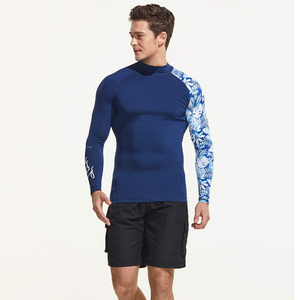 Chemise de compression à manches longues pour homme, anti-UV, impression par sublimation, écologique, séchage rapide, polyester/nylon, bleu - Product Image 5