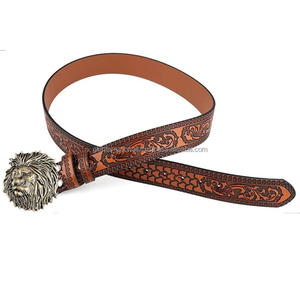 เข็มขัดหนังวัวแท้คุณภาพสูงชั้นบนสุด ตกแต่งลายด้วยมือสไตล์ตะวันตก สำหรับคาวบอยและคาวเกิร์ล พร้อมหัวเข็มขัดดีไซน์เนอร์แบบแข็งแรงทนทาน - Product Image 1
