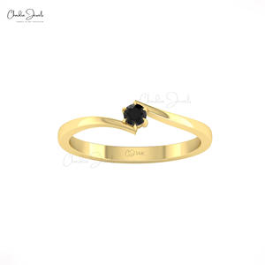 Nuevo Anillo Solitario de Diamante Negro Real de 0.11CTW, Piedra de Nacimiento de Abril, Oro Sólido de 14k, Anillo Delicado, Regalo Perfecto para el Día de la Mujer - Product Image 4