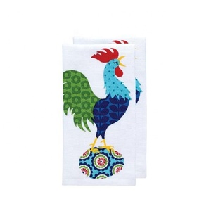 Cute Rooster bordado Puffy 100% algodón orgánico GOTS certificado proveedores indios fiable respetuoso con el medio ambiente polar toallas de cocina - Product Image 1