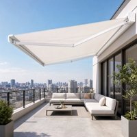Auvent rétractable imperméable pour balcon, terrasse extérieure, véranda, auvent de maison, auvent motorisé en métal, toile beige en HDPE