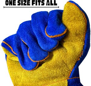 Gants de soudage multifonctionnels en cuir de vache, résistants au feu et à la chaleur, double couche de protection, pour soudeurs - Product Image 6