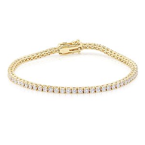 Pulsera de tenis para mujer con diamante cultivado en laboratorio de 2.4 CT, certificado IGI, chapada en rodio, oro amarillo de 10K, línea delgada, elegante y minimalista - Product Image 1