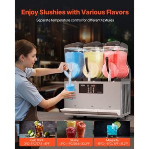 Macchina Professionale per Slushy in Acciaio Inox con Tre Vasche da 12L, 144 Bicchieri, per Margarita e Smoothie - Product Image 3