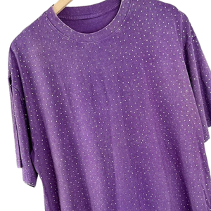 T-shirt pour femmes, été, paillettes, strass, diamants, 100% coton, col rond, décontracté, écologique, respirant, manches courtes, tendance - Product Image 4