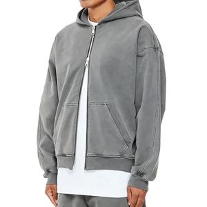 Sudadera con capucha para hombre con lavado ácido, ropa de calle, sudadera con cremallera Vintage de gran tamaño, sudaderas con cremallera de lavado ácido de alta calidad 2026 - Product Image 2
