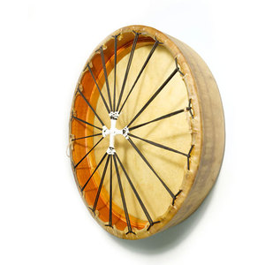 Tambour chamanique traditionnel fait main en peau de chèvre avec cadre en bois et baguette de frappe pour la méditation, le yoga, les rituels de guérison et les usages ethniques - Product Image 4