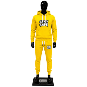 Conjunto Deportivo Amarillo para Hombre, Sudadera con Capucha y Pantalones Jogger con Estampado Personalizado, Ropa Deportiva Informal de Calle, Ropa Deportiva de Felpa para Gimnasio y Entrenamiento - Product Image 1