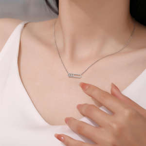 Collar de Oro Sólido de 14K con Diamantes Cultivados en Laboratorio, Diseño Ovalado con Eslabones Tipo Clip, Cadena Delicada, Regalo para Ella - Product Image 4