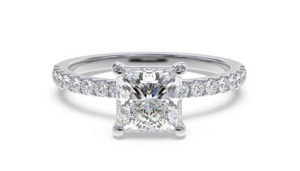 Princess Diamond Shoulder <b>Set</b> <b>Ring</b> 0.50 Ct Lab Grown Diamond In 18K <b>Gold</b> And Platinum - Product Image 3