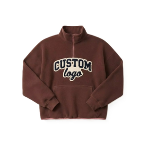 Embroidered Cropped Top Wholesale Custom Sweatshirt Thermal 100%Polyester Oversized Loose Quarter-Zip <b>Jacket</b> USA Women's Hoodies - Product Image 5