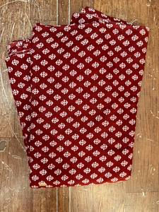 Pochette cosmétique en tissu à motif géométrique rouge, taille moyenne, pliable, style vintage, sans fermeture éclair, cadeau pour elle - Product Image 3