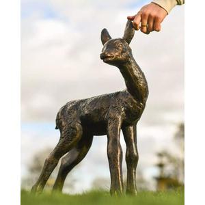 <b>Bronze</b> Finish Baby Fawn Sculpture Handmade Metal Crafts Decorative Small Deer Figurine Decoration For <b>Garden</b> Supplies - Product Image 6