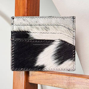Tarjetero de piel de vaca de alta calidad de lujo hecho a mano al por mayor para Mini tarjetero de identificación de bolsillo frontal de piel auténtica unisex - Product Image 4