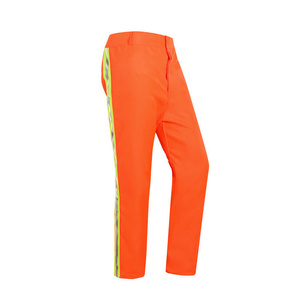 Unisex Orange Breathable Cotton High Visibility Workwear <b>Jacket</b> and Pants Set with Reflective Stripes for Safety Use - Product Image 6