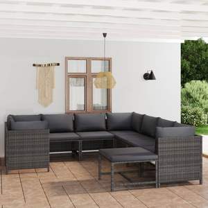 Conjunto de Muebles de Jardín de Ratán PE Gris Estándar con Acero con Recubrimiento en Polvo, Elegantes Muebles de Exterior - Product Image 1