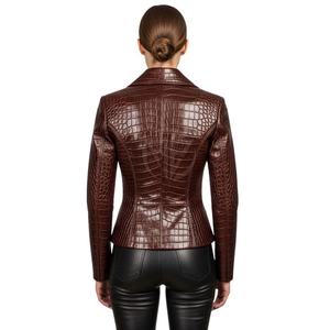 Veste en cuir gaufré de haute qualité pour femmes avec design respirant, léger et écologique en tricot - Product Image 6