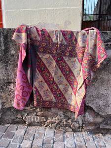 Vintage Floral Block Printed Cotton Kantha Reversible Quilt Handmade Soft Cotton <b>Bed</b> <b>Cover</b> Blanket - Product Image 5