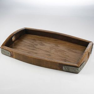 Plateau de service en bois, design artisanal haut de gamme, surface lisse et polie, idéal pour servir le petit-déjeuner et les collations. - Product Image 1