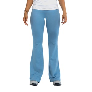 Pantalones de yoga acampanados transpirables con logo personalizado para mujer, leggings de yoga con corte en V, pantalones de fitness de pierna ancha OEM - Product Image 1