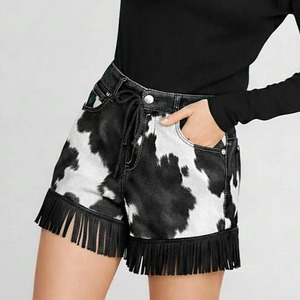 Shorts en cuir de vachette pour femme, taille haute, chic, mode streetwear, décontracté, boutique, designer, personnalisable en gros - Product Image 3
