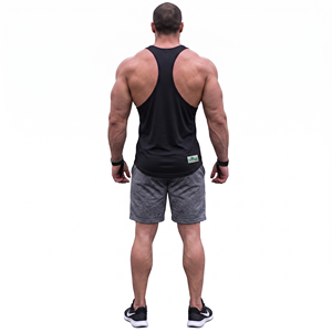 Débardeur de sport pour homme en coton 100% respirant et à séchage rapide, coupe ample, imprimé graphique, « No Pain No Gain » - Product Image 2