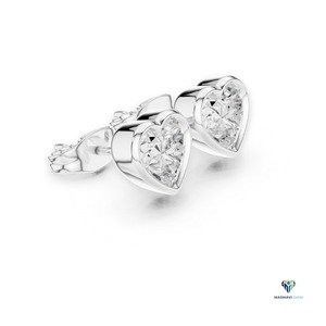 Ensemble de bijoux en or blanc 2,50 carats avec diamants de laboratoire en forme de cœur, serti clos en or 18 carats, comprenant un pendentif cœur et des boucles d'oreilles clous, bijoux fins - Product Image 4