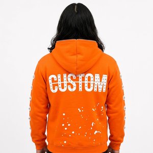 Sudadera con capucha de algodón 100% personalizada para hombre, de invierno, de peso pesado, bordada, de forro polar, estilo urbano, con cremallera metálica, para compradores estadounidenses. - Product Image 3