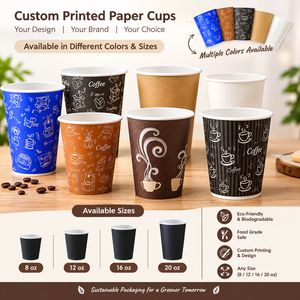 Vasos de Papel de Doble Pared Impresos de 8oz para Café, Bebidas Calientes para Llevar, Vasos Desechables para Bebidas Calientes, Diseño de Café Latte - Product Image 6