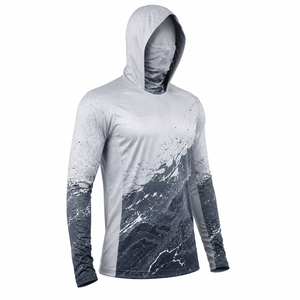 Camiseta de Pesca Sublimada de Poliéster de Secado Rápido, con Capucha, Protección UV, para Deportes Acuáticos, Diseño Ola Marina - Product Image 3