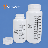 Botol Penyimpanan HDPE Mulut Lebar 8oz 16oz dengan Tutup Sekrup PP Anti Bocor, Wadah Plastik Bergradasi untuk Bubuk dan Bahan Kimia