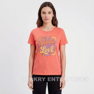 Fabricante de Camisetas Personalizadas para Mujer, Camiseta con Gráfico de Nubes Azul Claro, Proveedor OEM, MOQ Bajo, Camiseta de Algodón a la Moda para Mujer - Product Image 4