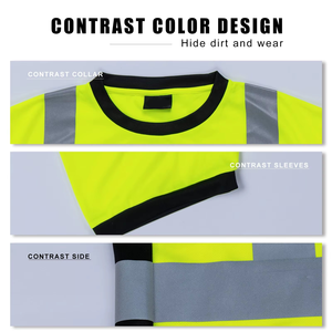 เสื้อยืดนิรภัยผู้ชายแบบมองเห็นได้ชัดเจน สีเหลือง สะท้อนแสง สำหรับงานอุตสาหกรรม ผลิตจากโพลีเอสเตอร์ - Product Image 3