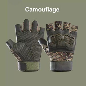 ถุงมือหนังป้องกันการลื่นจากปากีสถาน ถุงมือยุทธวิธีแบบครึ่งนิ้ว สำหรับปีนเขา ฝึกซ้อมกลางแจ้ง ระบายอากาศได้ดี - Product Image 6