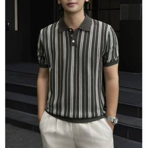 เสื้อเชิ้ตผู้ชายถักเนื้อผ้าแคนวาสสำหรับฤดูร้อน ระบายอากาศได้ดี แห้งเร็ว ไม่ยับ เป็นมิตรกับสิ่งแวดล้อม สไตล์ลำลอง ธุรกิจ และแฟชั่น - Product Image 1