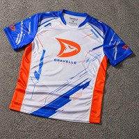 Jersey Personalizado Premium para Equipos de Esports, Blanco, Azul y Naranja, Sublimado, Transpirable, Ecológico, 100% Poliéster, Transferencia Térmica