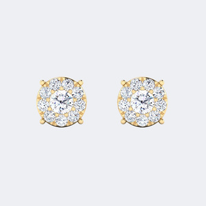 Boucle d'oreille à griffes avec halo rond 1.60CTW - Product Image 2