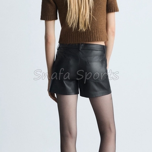 Breathable Design Low MOQ Fully Customized Leather Short Professionally Manufactured Women Biker Short In Solid color - Product Image 2