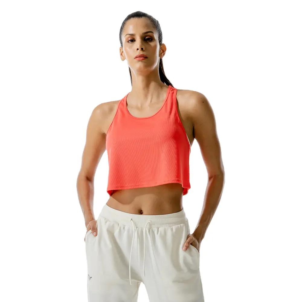 Benutzer definiertes Logo Damen Fitness Yoga Workout Ärmellose Crop Tops Mit Pads Frauen Atmungsaktive Soft Racer back Sports Gym Crop Tank Tops