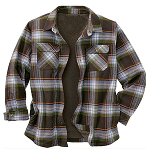 En gros, Shacket en flanelle épaisse à capuche pour homme, à manches longues, à carreaux, boutonné, pour l'hiver, style décontracté - Product Image 6