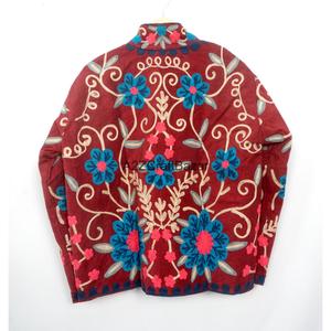 Embroidered Embossed Cotrise <b>Jacket</b> Vintage Design Eco-Friendly Breathable Quick Dry Cotton Lined <b>Mandarin</b> <b>Collar</b> Spring Winter - Product Image 6